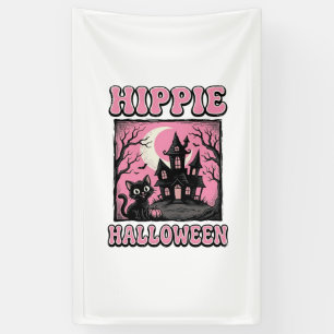 Hippie Halloween Vintage Spukhaus Katze T-Shirt_1 Banner