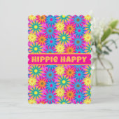 Hippie Happy 1960er Retro Theme Blume Power Party Einladung (Stehend Vorderseite)