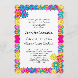 Hippie Happy 1960er Retro Theme Blume Power Party Einladung