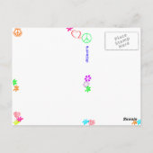 Hippie Happy Birthday Card Blue Postcard Postkarte (Rückseite)