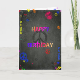 Hippie Happy Birthday Card in Schwarz Karte