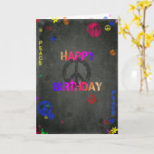 Hippie Happy Birthday Card in Schwarz Karte (Gelbe Blume)
