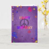 Hippie Happy Birthday Card Lila Karte (Gelbe Blume)