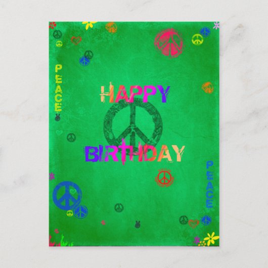 Hippie Happy Birthday Card Postkarte (Vorderseite)