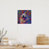 Hippie Happy Great Pyrenäen Dog Art Portrait Poster (Küche)