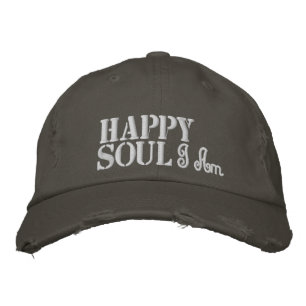 Hippie Happy Soul Ich zitiere Rustikal Grau Vintag Bestickte Baseballkappe
