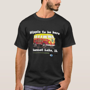Hippie hier zu sein Sunset Lake Bootsfahren Angeln T-Shirt