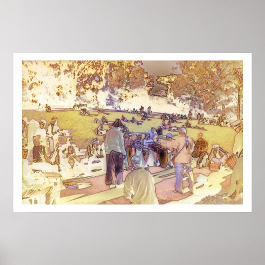 Hippie Hill (Gelber Sonnenaufgang) Poster (Vorne)