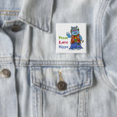 Hippie Hippo Peace, Liebe, Hippo Button (Beispiel)