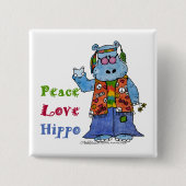 Hippie Hippo Peace, Liebe, Hippo Button (Vorderseite)