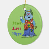 Hippie Hippo Peace, Liebe, Hippo Keramik Ornament (Links)