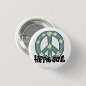 Hippie Hippy Soul Peace Sign Button (Vorne & Hinten)