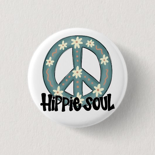 Hippie Hippy Soul Peace Sign Button (Vorderseite)