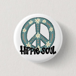 Hippie Hippy Soul Peace Sign Button