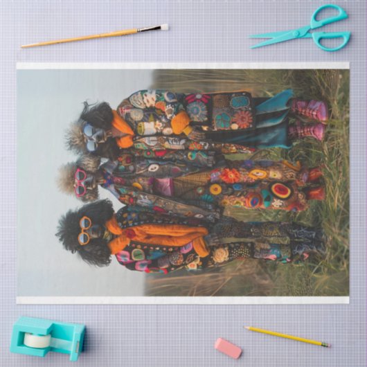 Hippie Hipster Standard Poodle Sisters Decoupage Seidenpapier (Basteln)