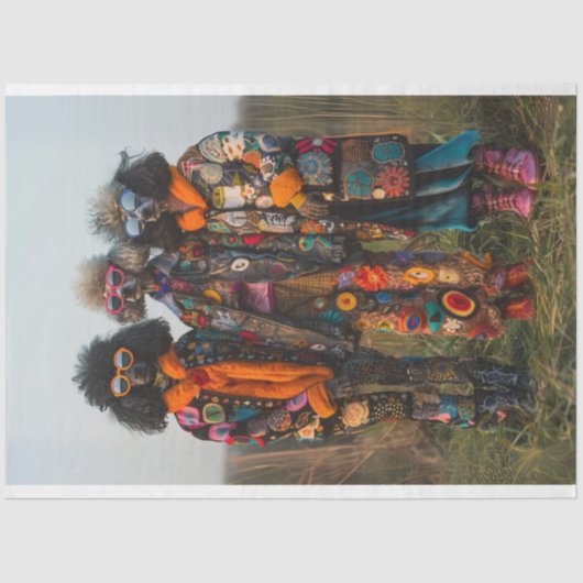 Hippie Hipster Standard Poodle Sisters Decoupage Seidenpapier (Vorderseite)