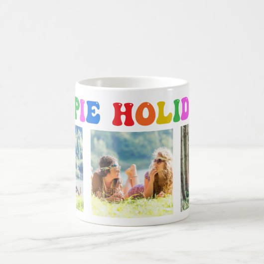 Hippie Holidays Custom Retro 70er Foto farbenfroh Kaffeetasse (Mittel)
