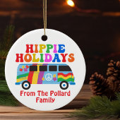 Hippie Holidays Niedlich Retro 70er Custom Christm Keramik Ornament