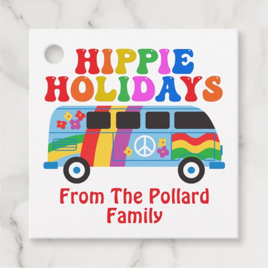 Hippie Holidays Niedlich Retro 70er Van Custom Gif Geschenkanhänger (Vorderseite)