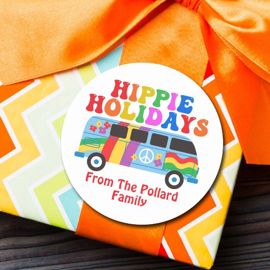 Hippie Holidays Niedlich Retro 70er Van Custom Gif Runder Aufkleber