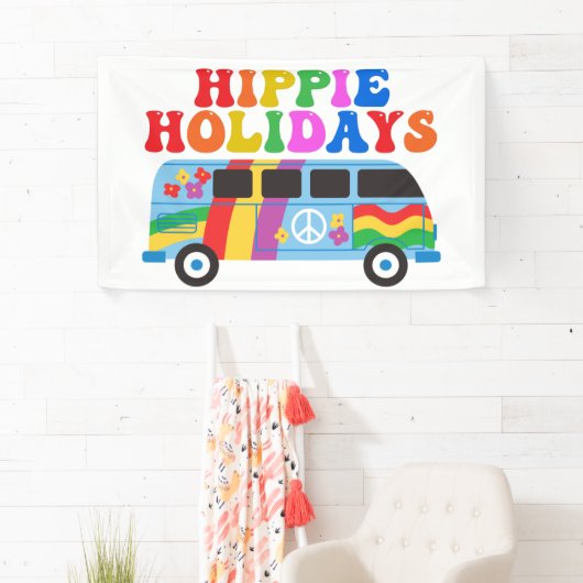 Hippie Holidays Niedlich Retro 70er Van Holiday Banner (Insitu)