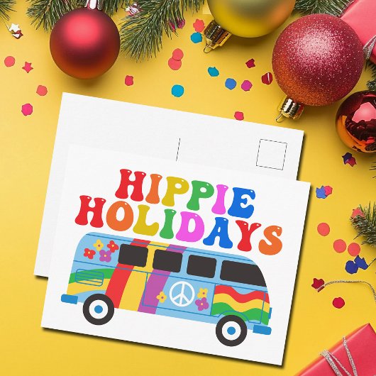 Hippie Holidays Niedlich Retro 70er Van Holiday Postkarte