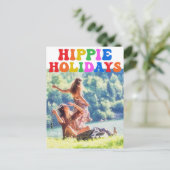 Hippie Holidays Retro 70er Vintages Foto Weihnacht Postkarte (Stehend Vorderseite)