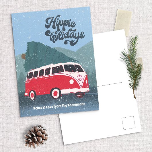 Hippie Holidays Retro Bus Holiday Postkarte