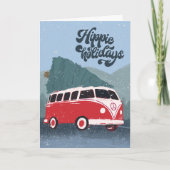 Hippie Holidays Retro Bus & Tree Grußkarte Karte (Vorderseite)
