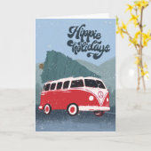 Hippie Holidays Retro Bus & Tree Grußkarte Karte (Gelbe Blume)