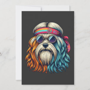 Hippie-Hund der 1960er Jahre sehen sich lustigen T Feiertagskarte