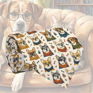 Hippie-Hund-mit-Brille-Illustrationen Krawatte