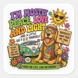 Hippie-Hund Quadratischer Aufkleber
