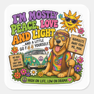 Hippie-Hund Quadratischer Aufkleber