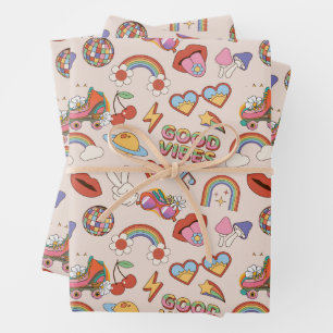 Hippie Icons Muster Geschenkpapier Set