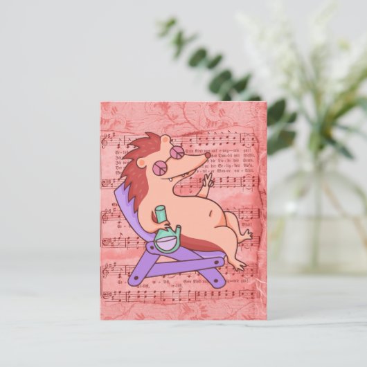 Hippie Igel Postkarte (Stehend Vorderseite)