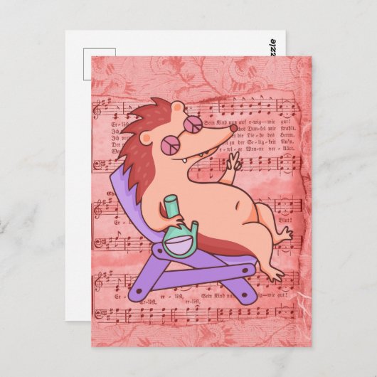 Hippie Igel Postkarte (Vorne/Hinten)