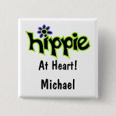 Hippie im Abzeichen "Black Lime Green Art" Button (Vorderseite)