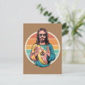 Hippie Jesus Friedenszeichen Postkarte (Stehend Vorderseite)
