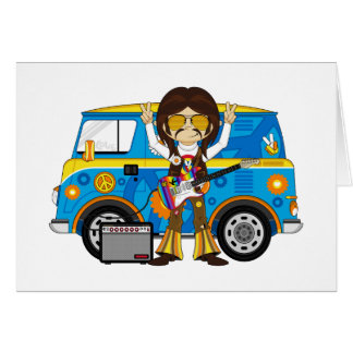 Hippie-Junge mit Gitarre u. Reisemobil