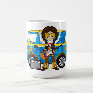 Hippie-Junge mit Gitarre u. Reisemobil Kaffeetasse