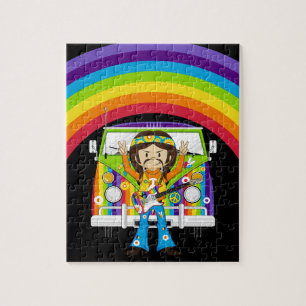 Hippie-Junge mit Gitarre u. Reisemobil Puzzle