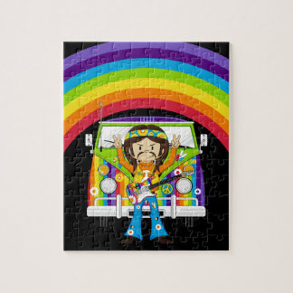 Hippie-Junge mit Gitarre u. Reisemobil Puzzle