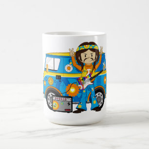 Hippie-Junge mit Gitarre und Reisemobil Kaffeetasse