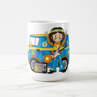 Hippie-Junge mit Gitarre und Reisemobil Kaffeetasse