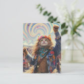 Hippie-Katze Postkarte (Stehend Vorderseite)