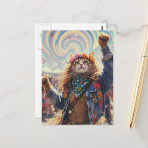 Hippie-Katze Postkarte