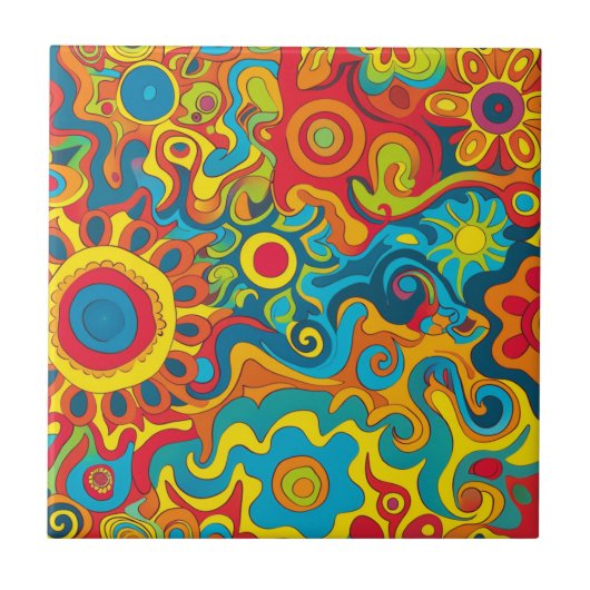 Hippie Keramik Tile Fliese (Vorderseite)
