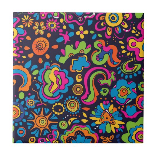 Hippie Keramik Tile Fliese (Vorderseite)
