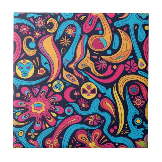 Hippie Keramik Tile Fliese (Vorderseite)